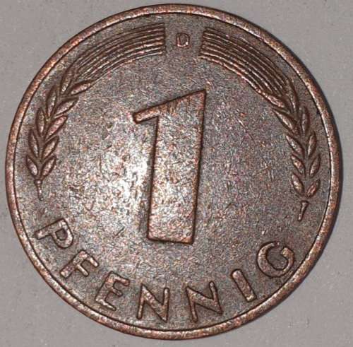 1950 D - 1 PFENNIG - ONE PFENNIG - GERMANY - FEDERAL REPUBLIC - (Copper Plated Steel)